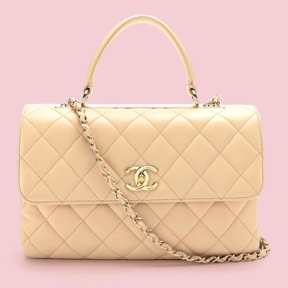 Chanel Trendy Cc Top Handle Beige Quilted Lambskin Small Handbag –  Dandelion Antiques